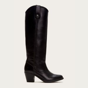 Frye Jackie Button Strap Riding Boots Black